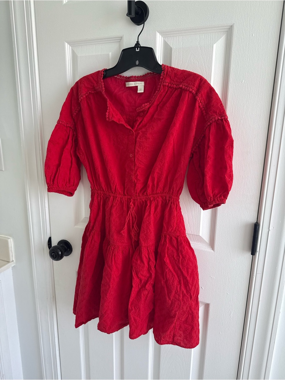 Chelsea & Violet Red Embroidered Lace Mini Dress